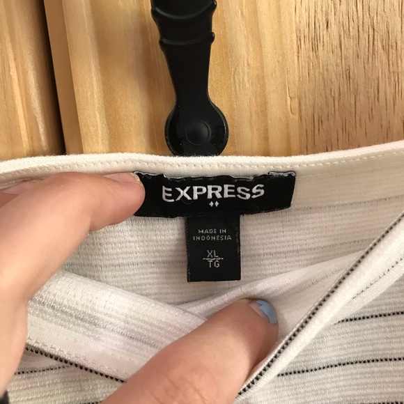 Express Striped square neck minimalist waredrobe staple 90s body suit XL - Picture 6 of 7